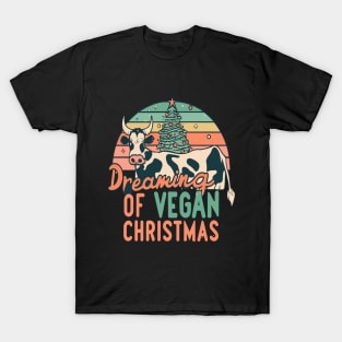 Cute Cow I'm Dreaming of a Vegan Christmas Funny Men Women T-Shirt